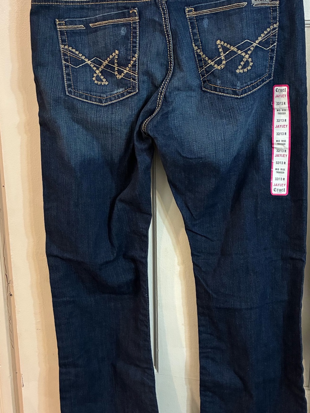 Women's Dark Blue Bootcut Jeans with Embroidered Back Pockets